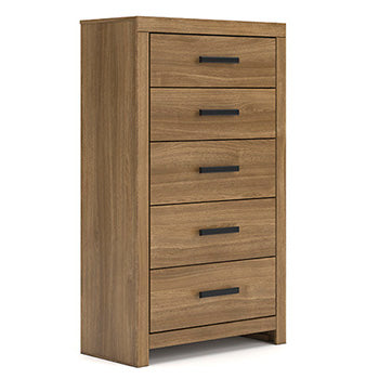 Pines Furniture Outlet - Ashley Furniture - Broachmyn Bedroom - Five Drawer Chest / Auburn - PCB1116-46