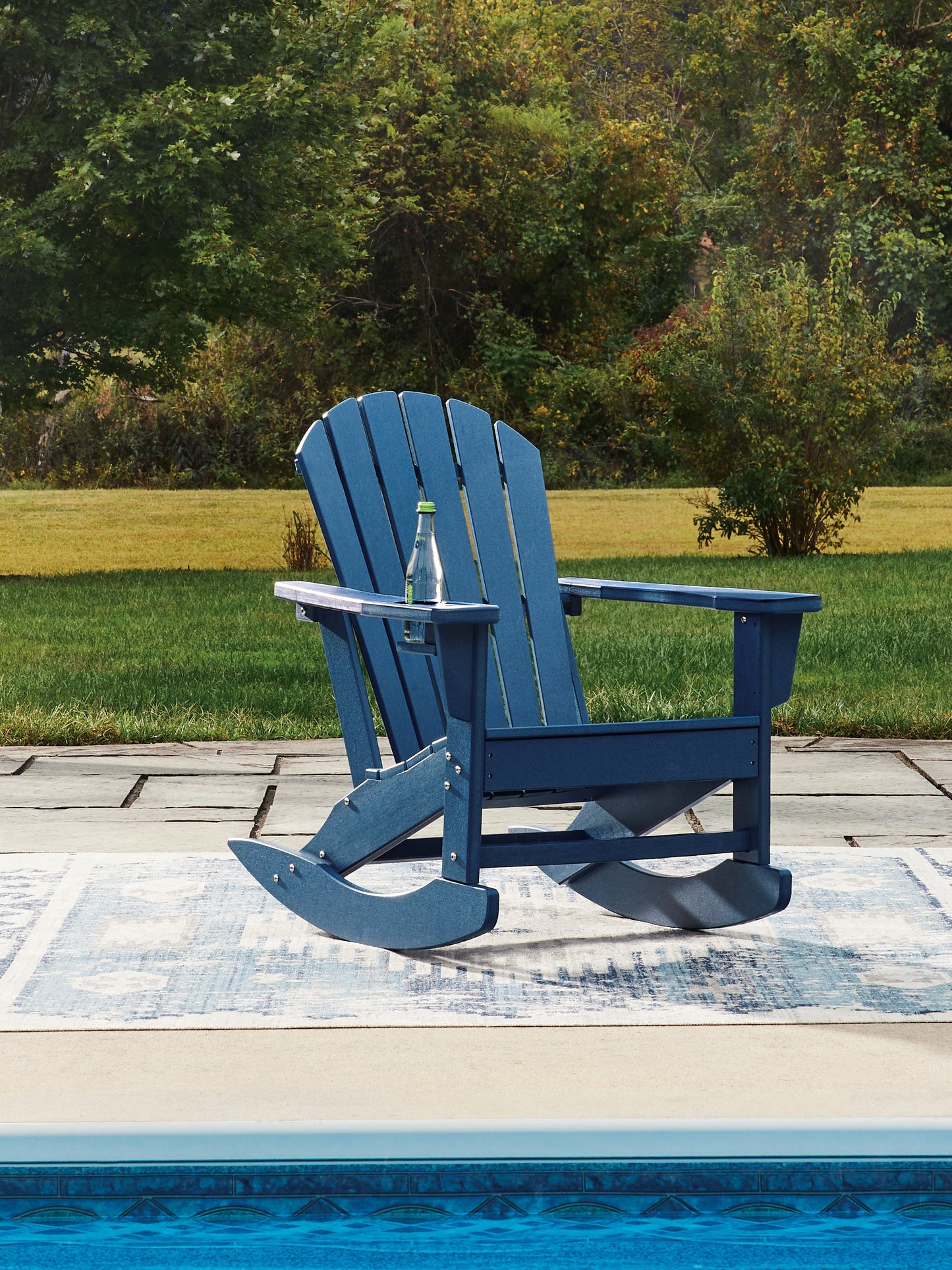 Pines Furniture Outlet - Ashley Furniture - Sundown Shores Outdoor - Rocking Chair / Blue - PCP019-827