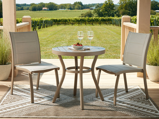 Pines Furniture Outlet - Ashley Furniture - Mission Beach Outdoor - Chairs w/Table Set (3/CN) / Beige - PCP200-050