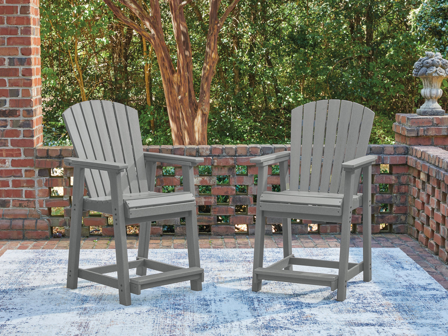Pines Furniture Outlet - Ashley Furniture - Sanctuary Beach Outdoor - Barstool (Set of 2) / Dark Gray - PCP227-124
