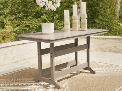 Pines Furniture Outlet - Ashley Furniture - Seacliff Beach Outdoor - RECT COUNTER TABLE W/UMB OPT / Medium Brown - PCP228-642