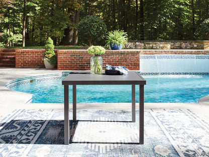 Pines Furniture Outlet - Ashley Furniture - Rocky Creek Outdoor - Square Dining Table w/UMB OPT / Gray - PCP326-615