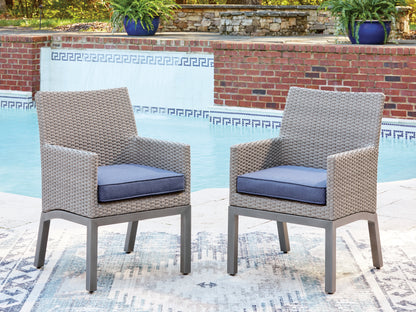 Pines Furniture Outlet - Ashley Furniture - Half Moon Beach Outdoor - Arm Chair With Cushion (Set of 2) / Blue/Gray - PCP418-601A