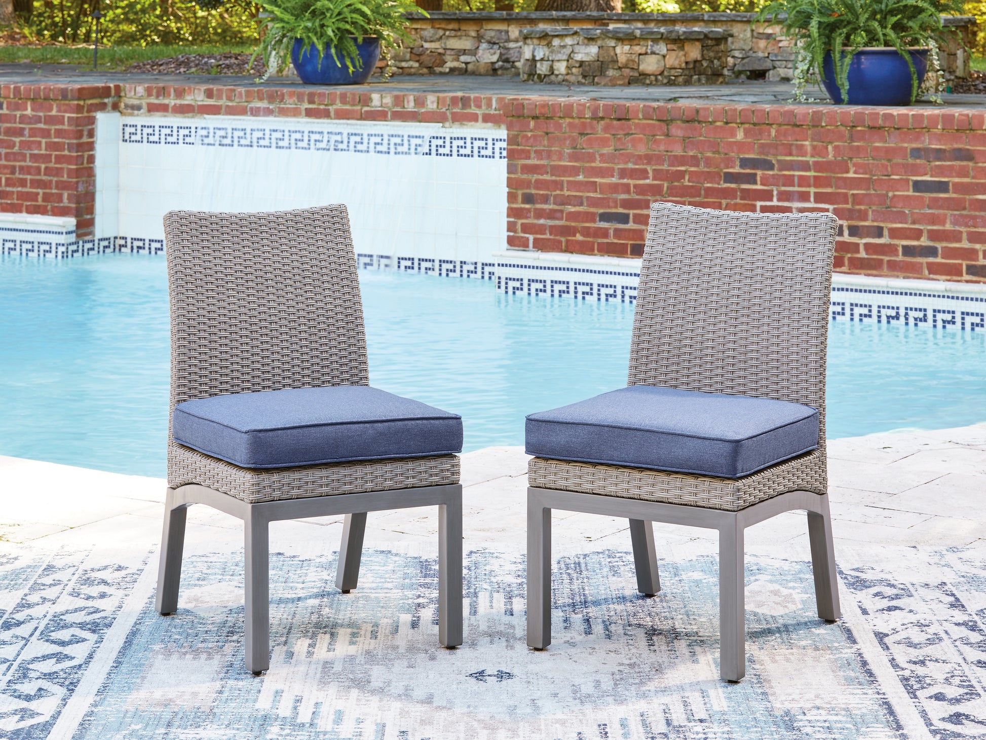 Pines Furniture Outlet - Ashley Furniture - Half Moon Beach Outdoor - Side Chair with Cushion (Set of 2) - PCP418-601