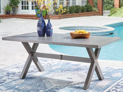 Pines Furniture Outlet - Ashley Furniture - Half Moon Beach Outdoor - RECT Dining Table w/UMB OPT / Gray - PCP418-625