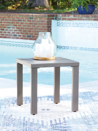 Pines Furniture Outlet - Ashley Furniture - Half Moon Beach Outdoor - Square End Table / Gray - PCP418-702