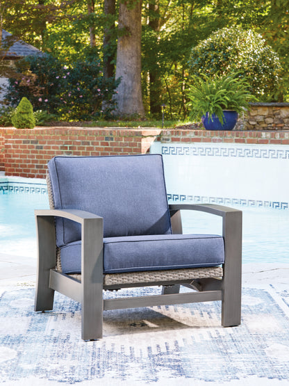 Pines Furniture Outlet - Ashley Furniture - Half Moon Beach Outdoor - Spring Lounge Chair / Blue/Gray - PCP418-820