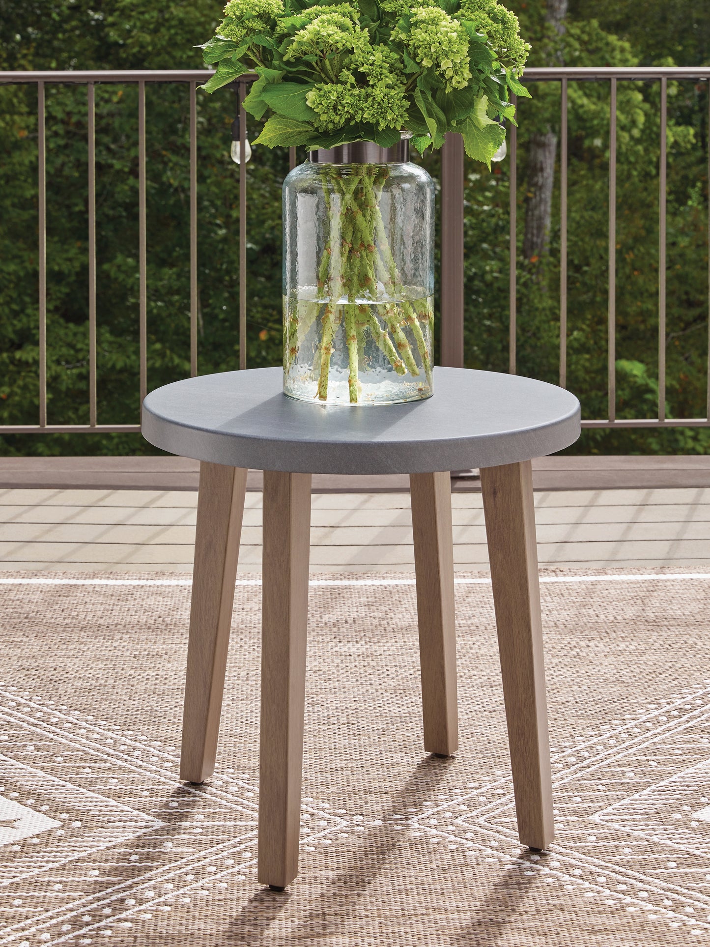 Pines Furniture Outlet - Ashley Furniture - Harmony Headlands Outdoor - Round End Table / Natural/Gray - PCP428-706