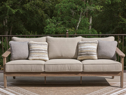 Pines Furniture Outlet - Ashley Furniture - Harmony Headlands Outdoor - Sofa with Cushion / Natural/Gray - PCP428-838