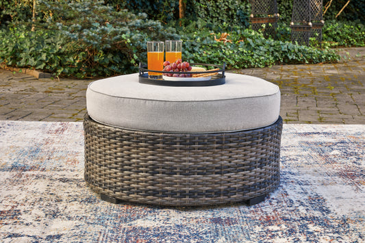 Pines Furniture Outlet - Ashley Furniture - Harbor Court Outdoor - Ottoman with Cushion / Gray - P459-814