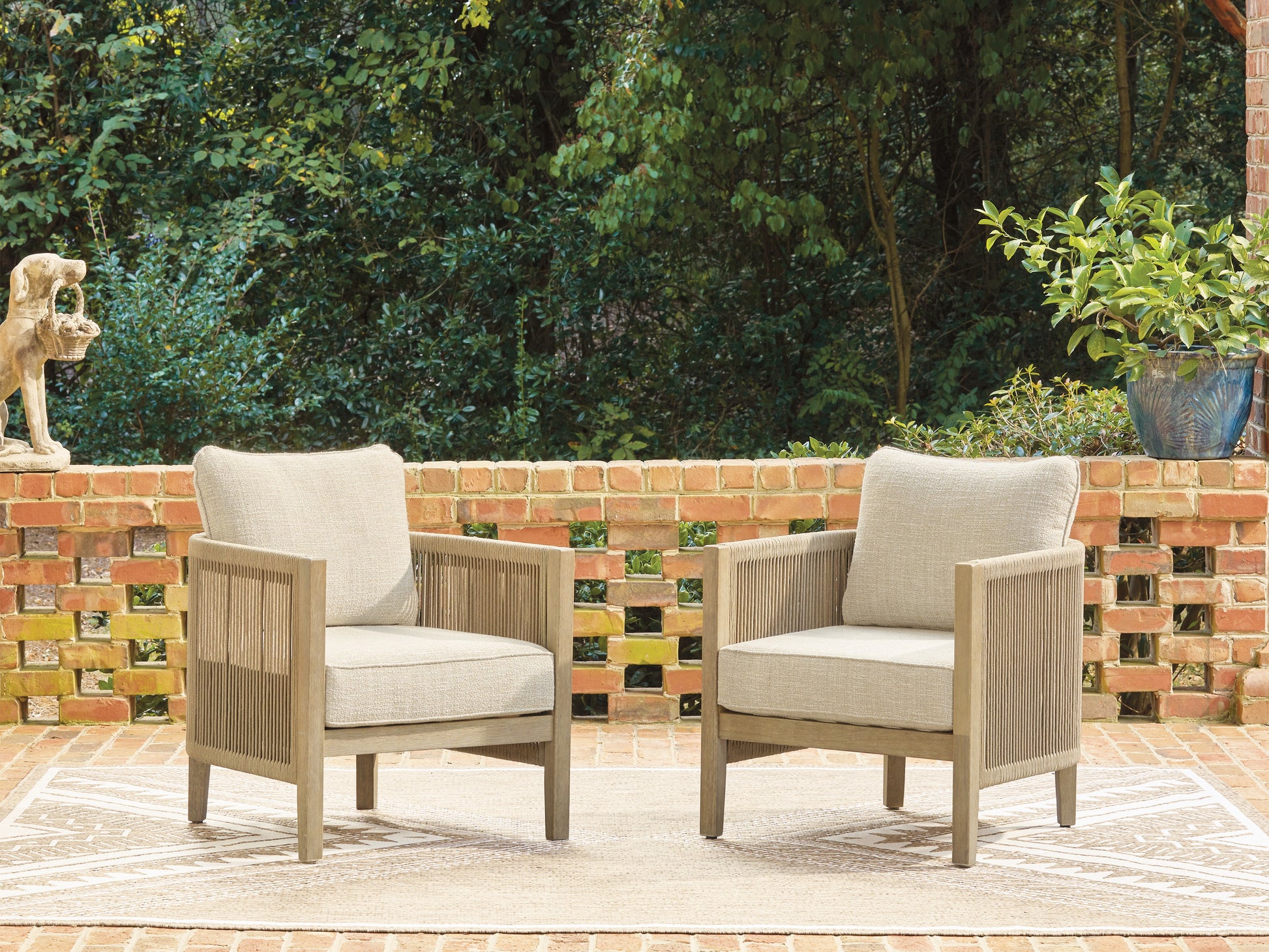 Pines Furniture Outlet - Ashley Furniture - Spooners Cove Outdoor - Lounge Chair w/Cushion (Set of 2) - PCP469-820