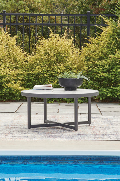 Pines Furniture Outlet - Ashley Furniture - Ocean Beach Outdoor - Round Cocktail Table / Gray - PCP510-708