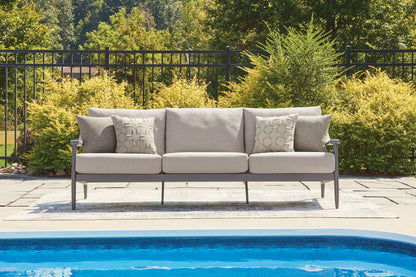 Pines Furniture Outlet - Ashley Furniture - Ocean Beach Outdoor - Sofa with Cushion / Gray - PCP510-838