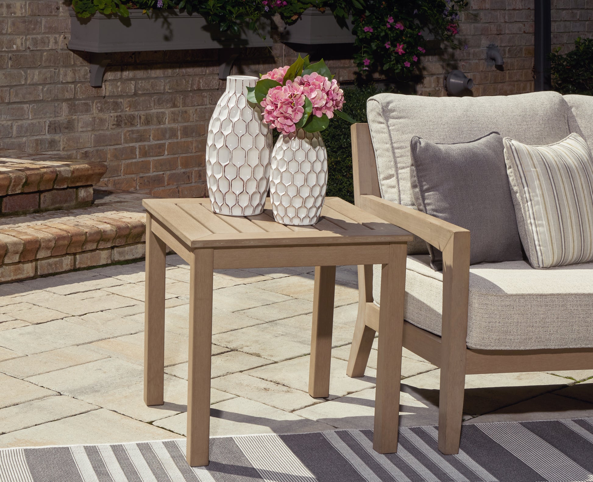 Pines Furniture Outlet - Ashley Furniture - Hallow Creek Outdoor - Square End Table / Driftwood - P560-702