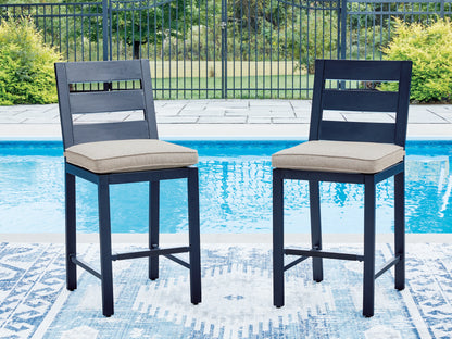 Pines Furniture Outlet - Ashley Furniture - East Beach Outdoor - Barstool (Set of 2) / Navy Blue - PCP587-124