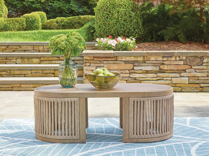 Pines Furniture Outlet - Ashley Furniture - Serena Shores Outdoor - Rectangular Cocktail Table / Beige - PCP604-701