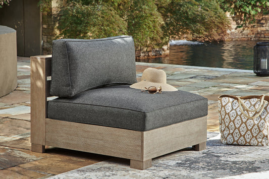 Pines Furniture Outlet - Ashley Furniture - Citrine Park Outdoor - Ottoman with Cushion / Brown/Charcoal - P660-814