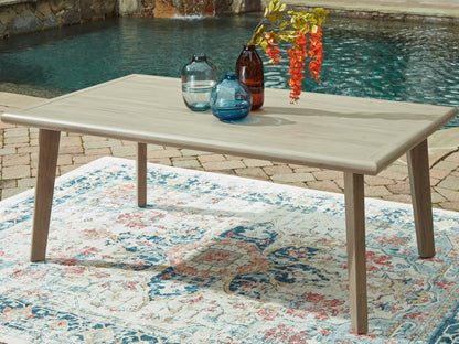 Pines Furniture Outlet - Ashley Furniture - Cliff Trails Outdoor - RECT Dining Table w/UMB OPT / Beige - PCP690-625
