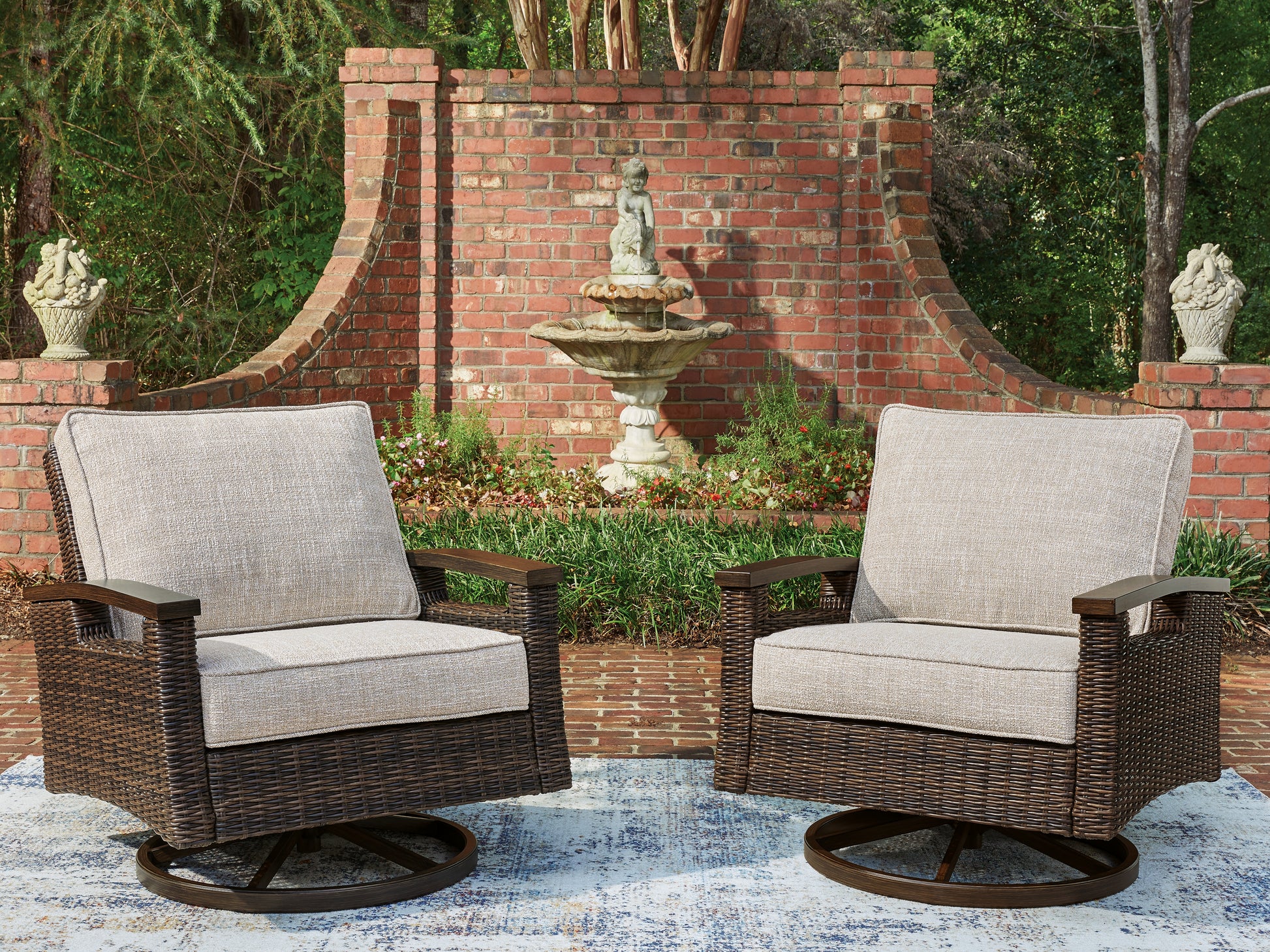 Pines Furniture Outlet - Ashley Furniture - Monterey Point Outdoor - Swivel Lounge Chair (Set of 2) - PCP760-821