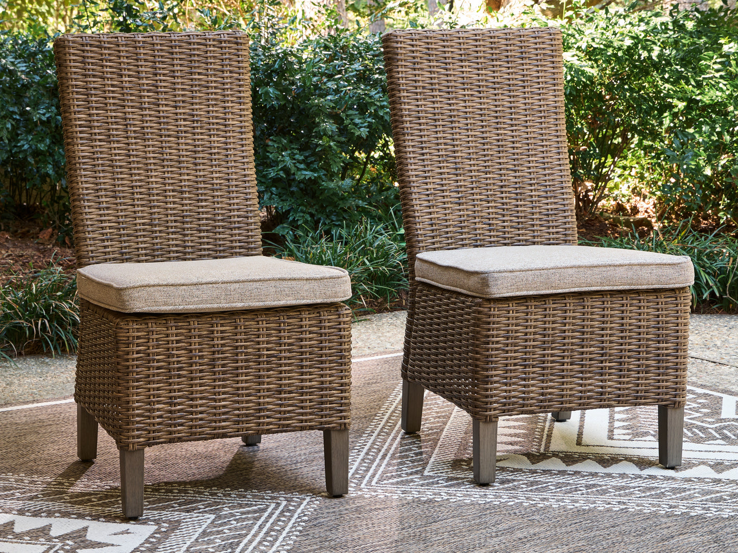 Pines Furniture Outlet - Ashley Furniture - Laguna Heights Outdoor - Side Chair with Cushion (Set of 2) / Beige - PCP790-601