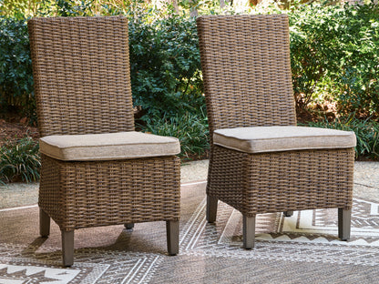 Pines Furniture Outlet - Ashley Furniture - Laguna Heights Outdoor - Side Chair with Cushion (Set of 2) / Beige - PCP790-601