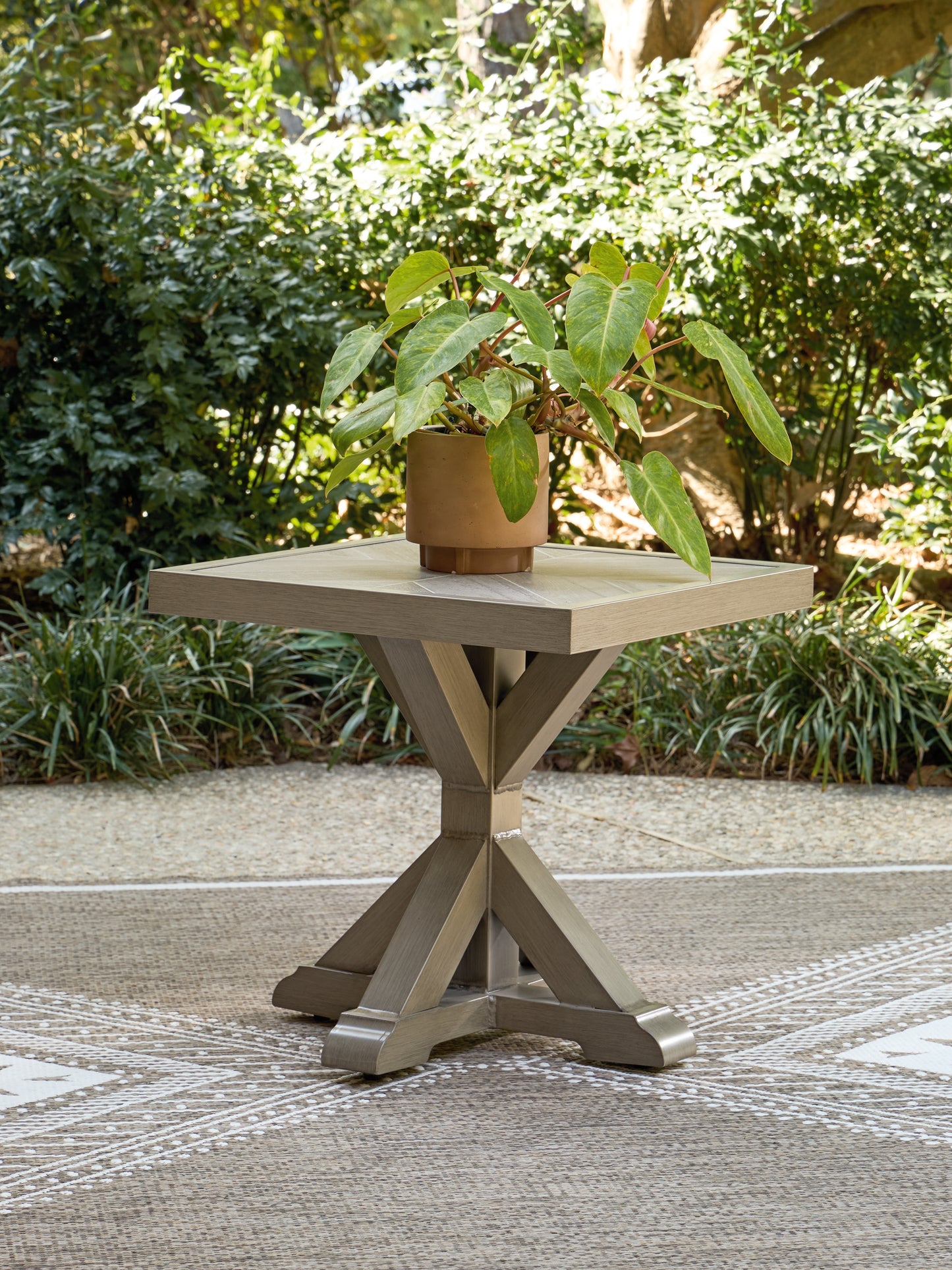 Pines Furniture Outlet - Ashley Furniture - Laguna Heights Outdoor - Square End Table / Beige - PCP790-702