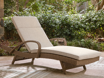 Pines Furniture Outlet - Ashley Furniture - Laguna Heights Outdoor - Chaise Lounge with Cushion / Beige - PCP790-815