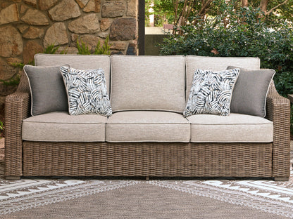 Pines Furniture Outlet - Ashley Furniture - Laguna Heights Outdoor - Sofa with Cushion / Beige - PCP790-838