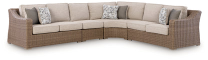 Pines Furniture Outlet - Ashley Furniture - Laguna Heights Outdoor - 4-Piece Outdoor Sectional / Beige - PCP790P2