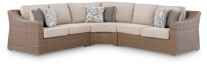 Pines Furniture Outlet - Ashley Furniture - Laguna Heights Outdoor - 3-Piece Outdoor Sectional / Beige - PCP790P1