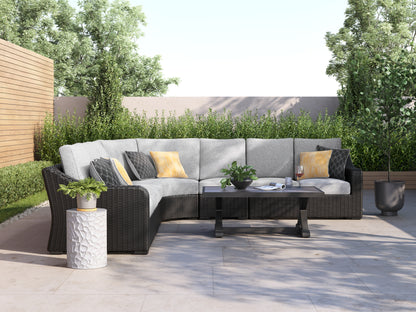 Pines Furniture Outlet - Ashley Furniture - Beachcroft Outdoor - 5-Piece Outdoor Sectional / Black/Light Gray - P792P6