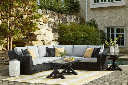 Pines Furniture Outlet - Ashley Furniture - Beachcroft Outdoor - 3-Piece Outdoor Sectional / Black/Light Gray - P792P1