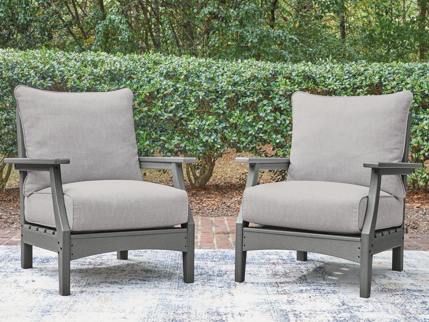 Pines Furniture Outlet - Ashley Furniture - Cove Beach Outdoor - Lounge Chair w/Cushion (Set of 2) / Gray - PCP803-820
