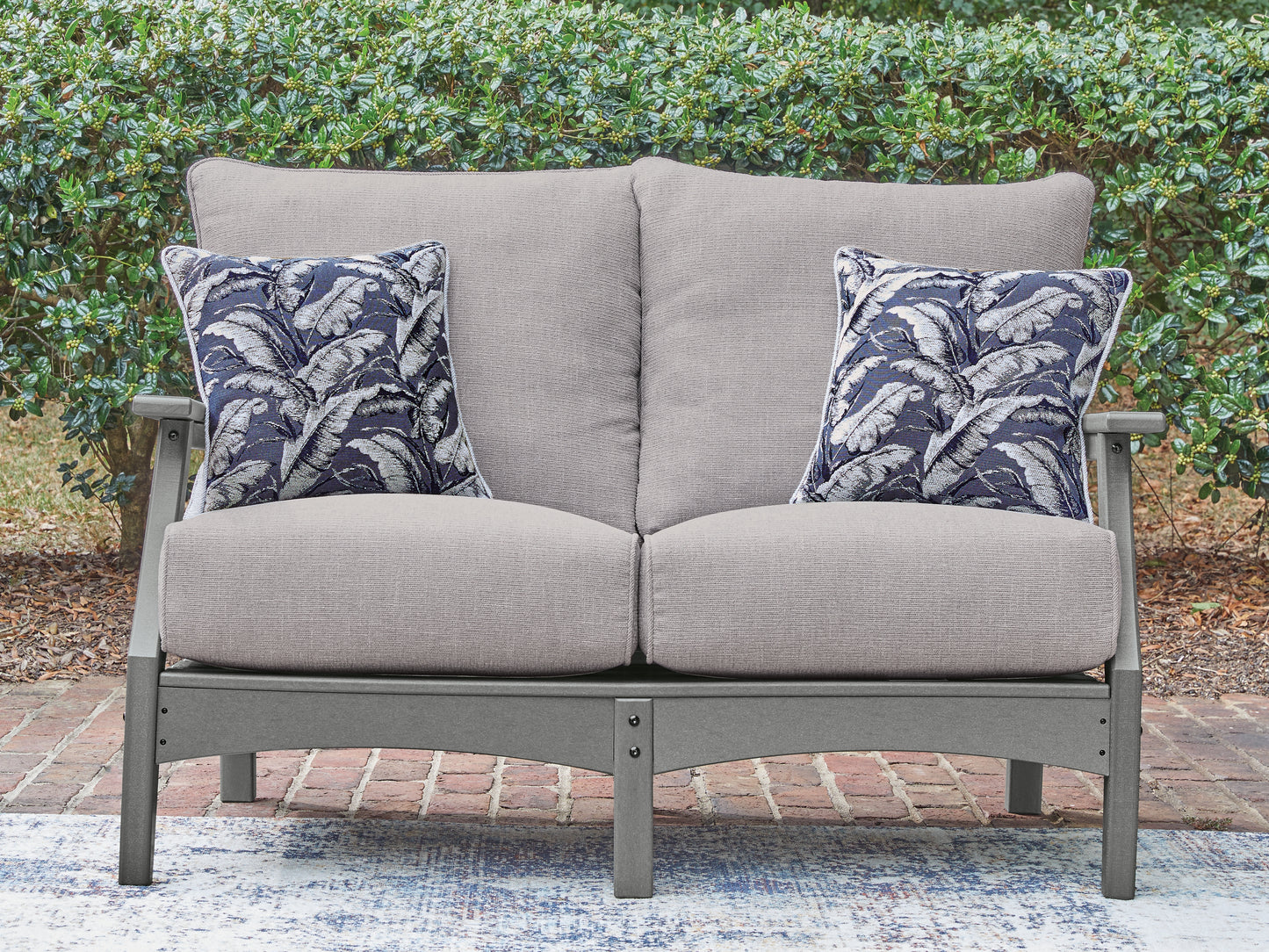 Pines Furniture Outlet - Ashley Furniture - Cove Beach Outdoor - Loveseat w/Cushion / Gray - PCP803-835