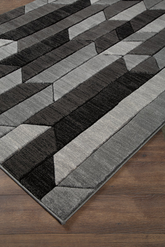 Pines Furniture Outlet - Ashley Furniture - Chayse Rug - 6'6" x 9'6" Rug / Black/Gray - R403461