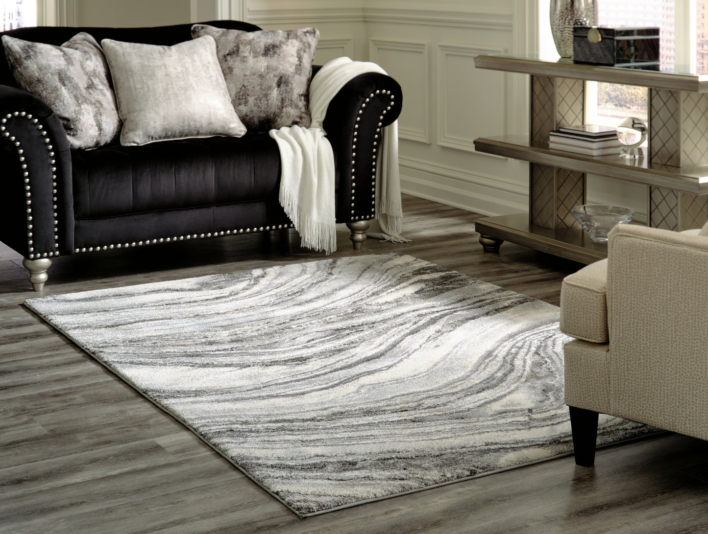 Pines Furniture Outlet - Ashley Furniture - Wysdale Rug - 5'3" x 7'3" Rug / Ivory/Gray - R404902