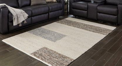 Pines Furniture Outlet - Ashley Furniture - Barus Rug - 8' x 10' Rug / Beige/Brown/Gray - R406401