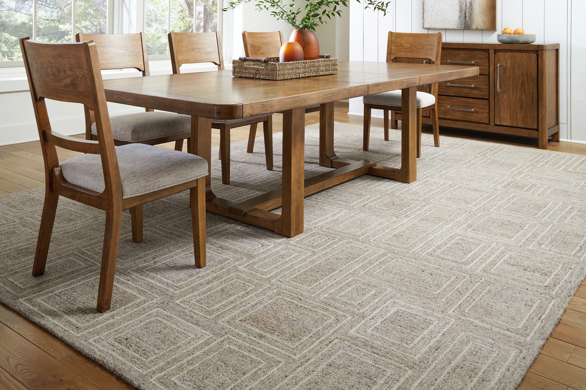 Pines Furniture Outlet - Ashley Furniture - Brickburgh Rug - 8' x 10' Rug / Gray/Ivory/Honey - R406901