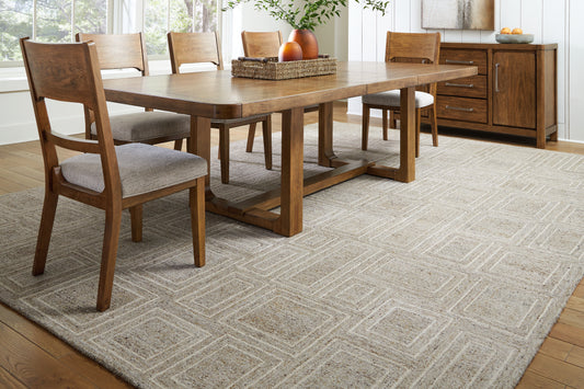 Pines Furniture Outlet - Ashley Furniture - Brickburgh Rug - 8' x 10' Rug / Gray/Ivory/Honey - R406901