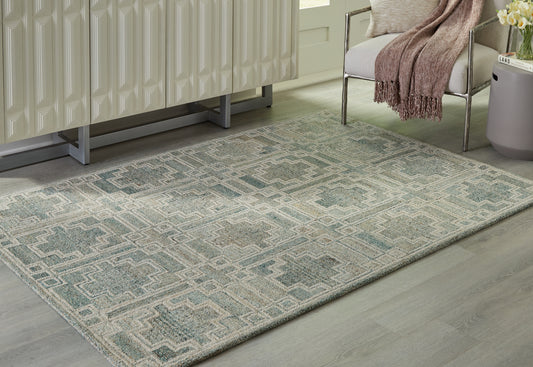 Pines Furniture Outlet - Ashley Furniture - Jossland Rug - 5' x 7' Rug / Green/Ivory - R406912