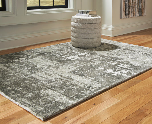 Pines Furniture Outlet - Ashley Furniture - Valmontic Rug - 5' x 7' Rug / Gray - R406922