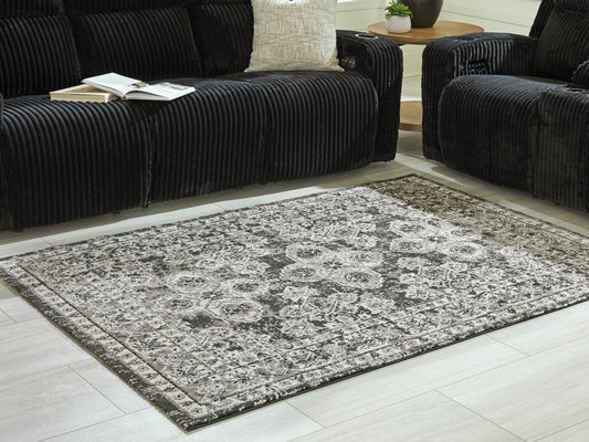 Pines Furniture Outlet - Ashley Furniture - Glennisman Rug - Medium Rug / Black/Gray/Ivory - R407272