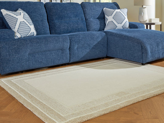 Pines Furniture Outlet - Ashley Furniture - Teelgan Rug - Extra Large Rug / Ivory/Tan - R407310