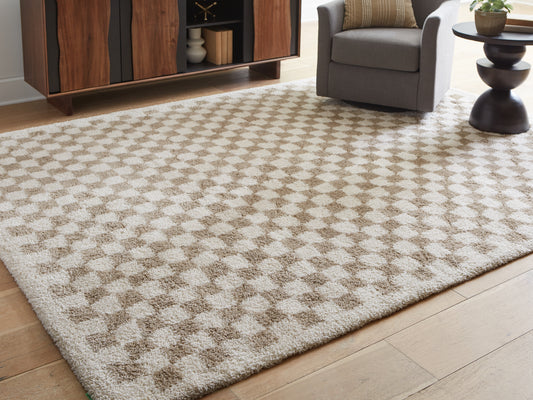 Pines Furniture Outlet - Ashley Furniture - Karamen Rug - Large Rug / Taupe/Ivory - R407341