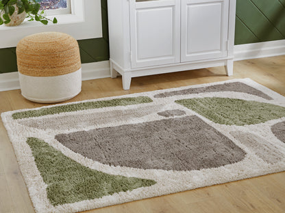 Pines Furniture Outlet - Ashley Furniture - Anburgh Rug - Large Rug / Green/Gray/Ivory - R407351