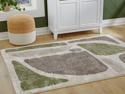 Pines Furniture Outlet - Ashley Furniture - Anburgh Rug - Large Rug / Green/Gray/Ivory - R407351