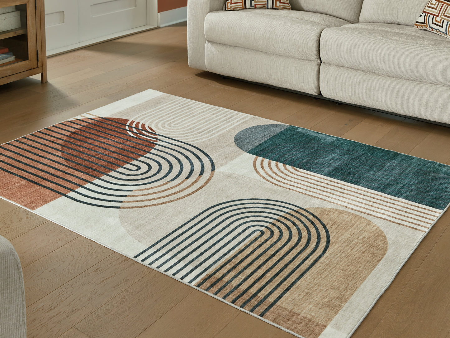 Pines Furniture Outlet - Ashley Furniture - Farrendale Rug - Washable 5' x 7' Area Rug / Multi - R407382