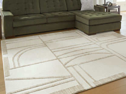 Pines Furniture Outlet - Ashley Furniture - Farongrove Rug - 7'10" x 10' Area Rug / Ivory/Beige - R407671