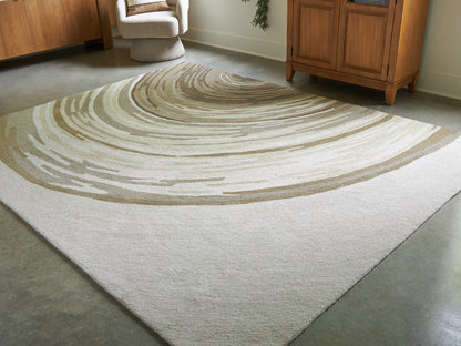 Pines Furniture Outlet - Ashley Furniture - Rizwana Rug - 5' x 7' Area Rug / Ivory/Brown/Gray - R407762