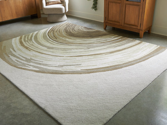 Pines Furniture Outlet - Ashley Furniture - Rizwana Rug - 5' x 7' Area Rug / Ivory/Brown/Gray - R407762